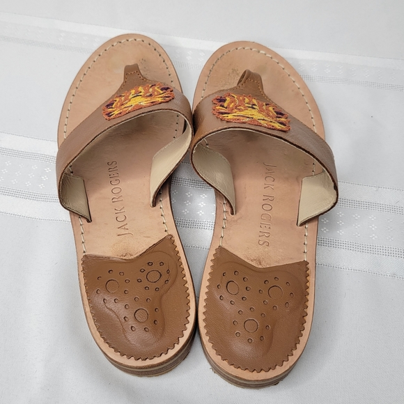 Jack Rogers Luggage Leo Embroidery Leather Sanda size 8 Sandals Made in … - Picture 6 of 16